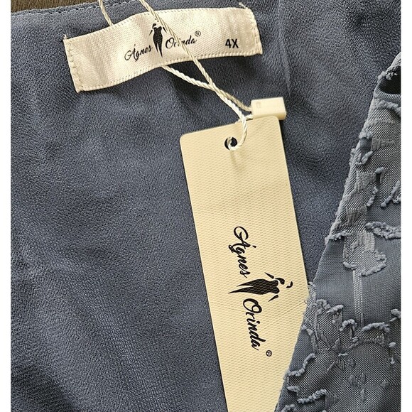 Agnes Orinda Floral Ruffle Cut Lace Empire Waist Dress Fairy Flowy Lined Size 4X - Picture 4 of 8